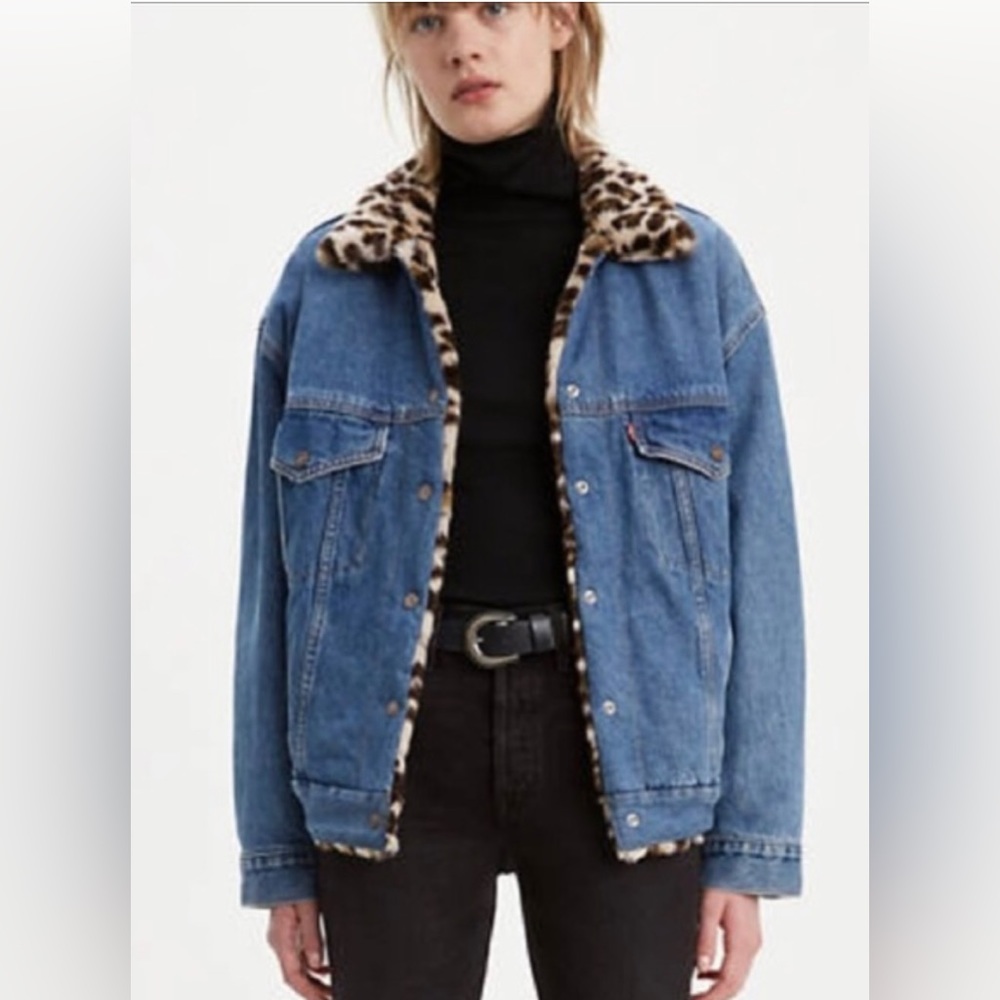 Levi’s Leopard Reversible Trucker Denim Jacket
